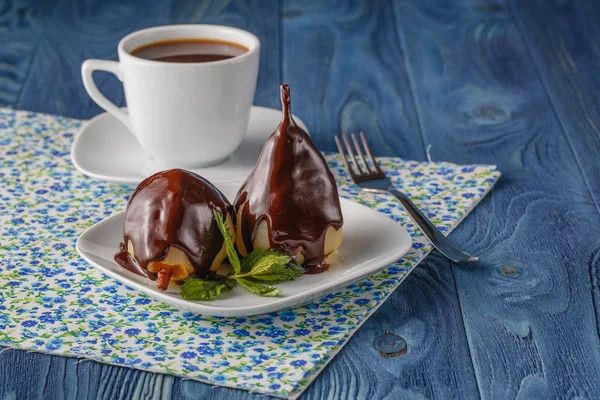Pera gourmet con chocolate — Foto de Stock