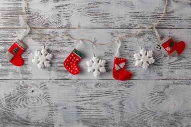 Sunni Noel decoratio aşınmış dokulu yıpranmış Beyaz ahşap üzerine