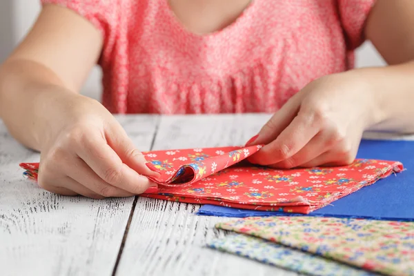 Like my job. Close up of professional designer sitting near tabl — Stock Photo, Image