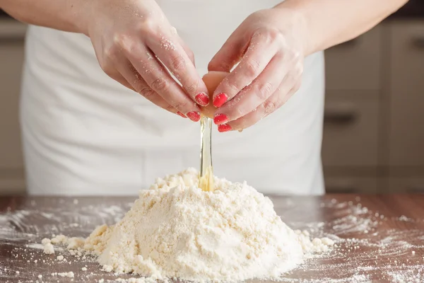 Making Pastry Dough for Hungarian Cake. Series. A baker mixing f — Stock Photo, Image