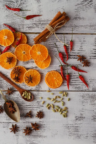 Fondo de Navidad picante. ingredientes para cocinar navidad ba —  Fotos de Stock