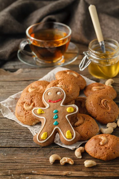 Christmas wakacje Background.Gingerbread człowiek — Zdjęcie stockowe