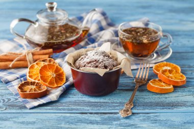 Çay bardağı ile Noel tatil arka plan