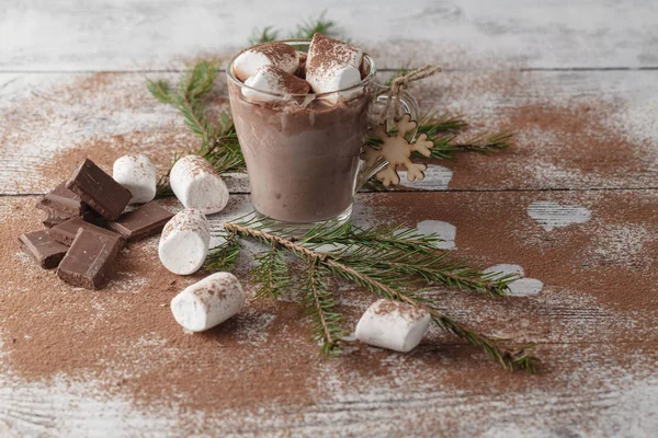 Kış ev arka plan - hatmi ile sıcak kakao fincan