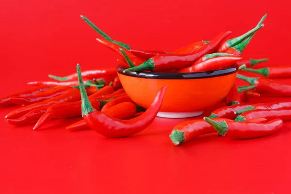 Peperoncino caldo su rosso — Foto Stock