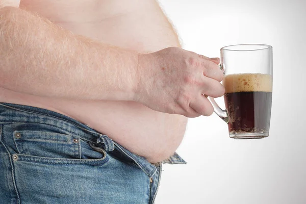 Homem gordo com bebida carbonatada — Fotografia de Stock
