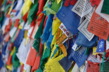 renkli Tibet dua bayrakları Nepal