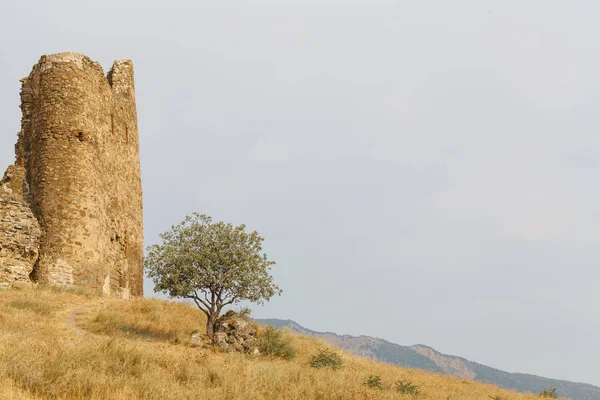 Стена и часть башни крепости — стоковое фото