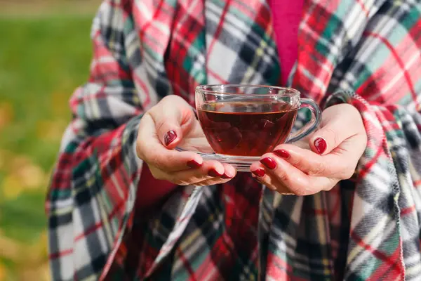 Erkek ekose İçecek sıcak çay Park