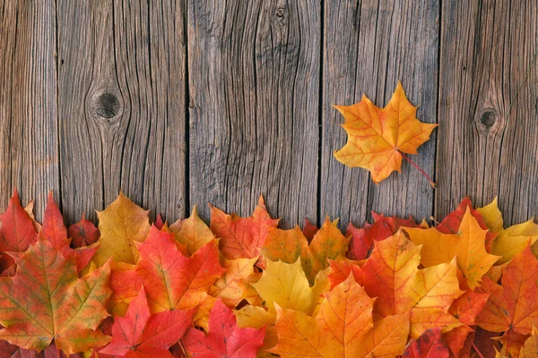 Entspannungszeit in der Herbstsaison. Rotes Ahornblatt auf dem Tisch — Stockfoto