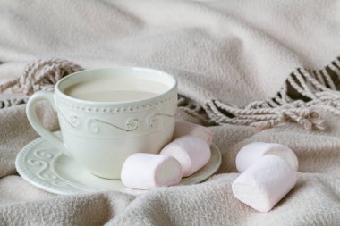 Konfor çay sıcak yün şal ve tatlılar