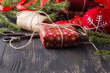 Noel vintage bir ahşap arka plan üzerinde mevcut