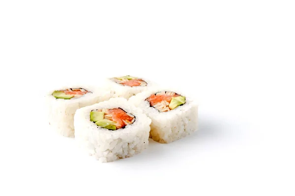 Rollo de sushi aislado en blanco. — Foto de Stock