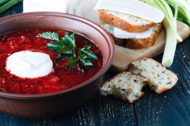 Pancar çorbası. Rus geleneksel borsch