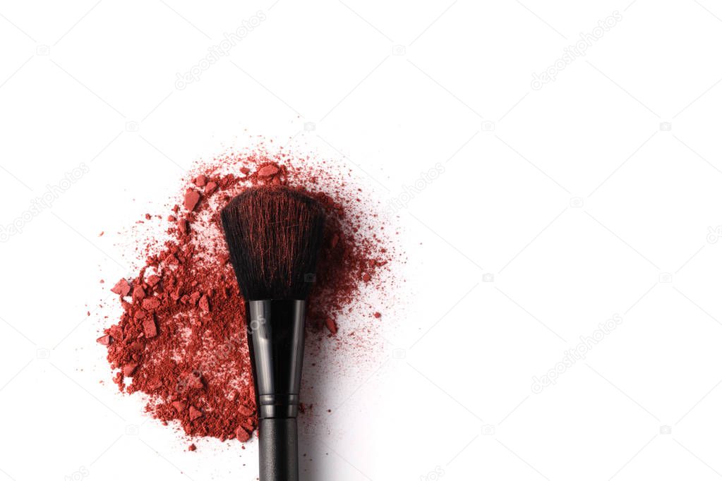 Professional make-up brush on crushed eyeshadow