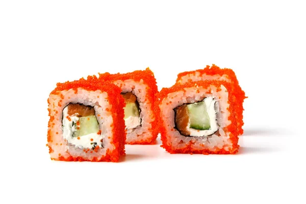 Rollos de sushi aislados en blanco — Foto de Stock