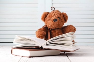 Oyuncak ayı ve kitaplar ile çocuk masalı 