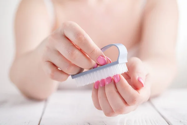 Cerrar el cepillo para la limpieza de uñas — Foto de Stock