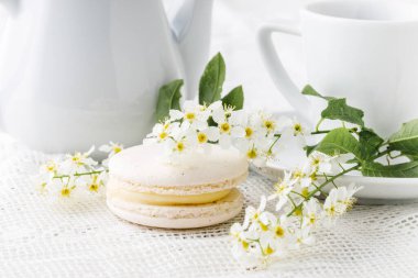 Kahve ve beyaz tonda Fransız kurabiyeleri.