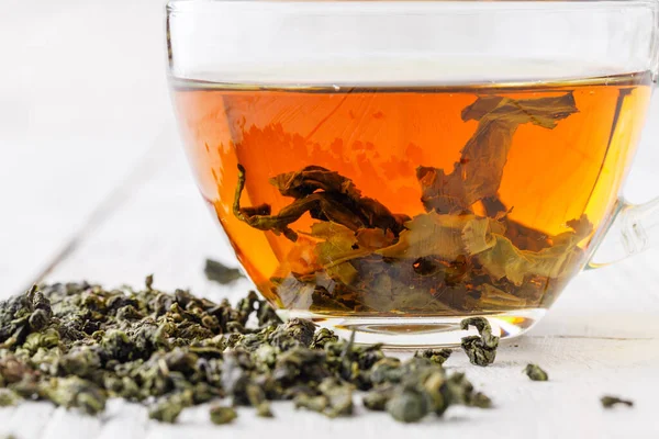 Традиционный Зелёный Чай Чай Белом Фоне Тигуанин — стоковое фото
