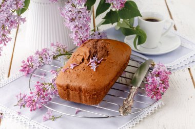 Kahvaltı için klasik çikolatalı pasta.