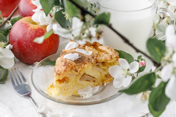 Tarte Aux Pommes Dessert Américain Classique Cuisson Maison Sur Fond — Photo