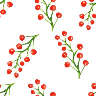  soyut suluboya kırmızı meyveler ile Seamless Modeli