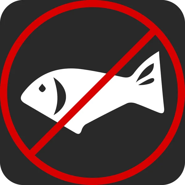 Nessun pesce, vegetariano, Illustrazione vettoriale rosso divieto segno, divieto, promozione di una dieta sana — Vettoriale Stock