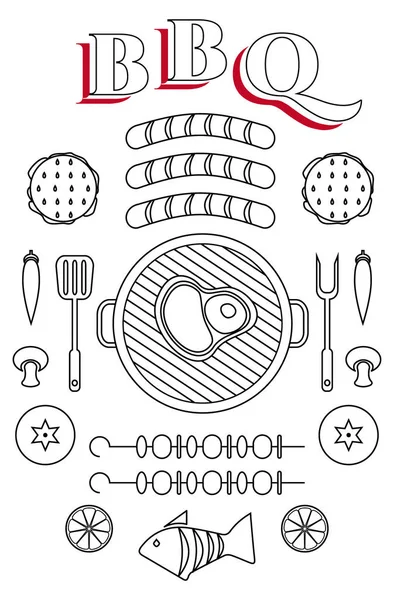 Icono de barbacoa plana, parrilla — Vector de stock