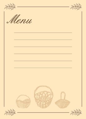 Şablon sepetleri menüsüyle restoran /
