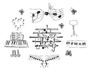 Elle çizilmiş notları seti