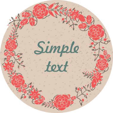 Bej renkli arka plan üzerinde yuvarlak çerçeve çiçek