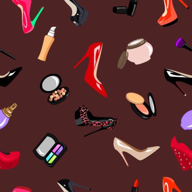 Kozmetik ve ayakkabı seamless modeli
