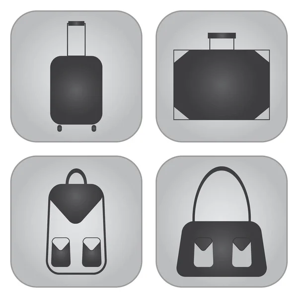 バッグ フラット アイコン。旅行、旅行、荷物、スーツケース、バックパック — ストックベクタ
