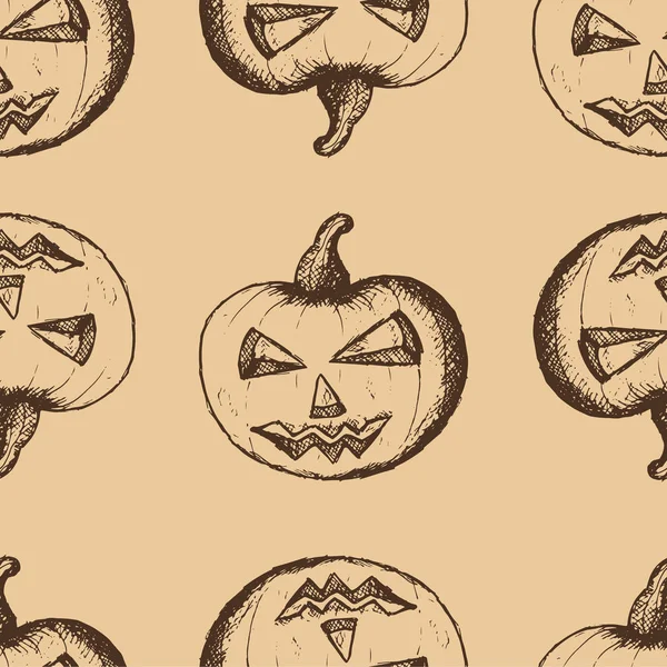 Cadılar Bayramı öznitelikler, bej renkli arka plan üzerinde kahverengi kabaklar çizilmiş kümesi el