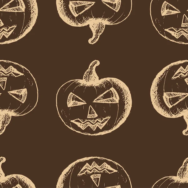 Cadılar Bayramı öznitelikler, kahverengi bir arka plan üzerinde bej kabaklar çizilmiş kümesi el