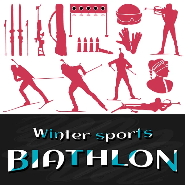 Design piatto biathlon colore rosa — Vettoriale Stock