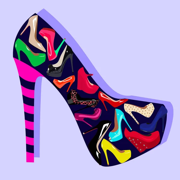 Chaussures en forme de chaussure féminine — Image vectorielle