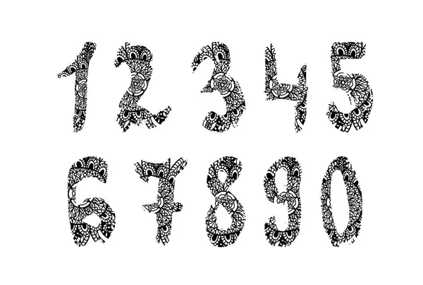 Акварельні цифри з абстрактним заповненням східного візерунка — стоковий вектор