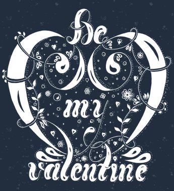 elle çizilmiş yazı benim Sevgililer çiçekler, sprey ve swirls koyu gri arka plan üzerinde olması