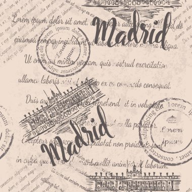 Paris, sorunsuz patt yazı soluk metin, pullar, Eyfel Kulesi,