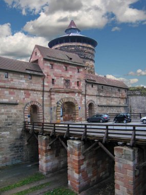 Nürnberg'deki Imperial castle castle müstahkem duvar. Almanya 3.