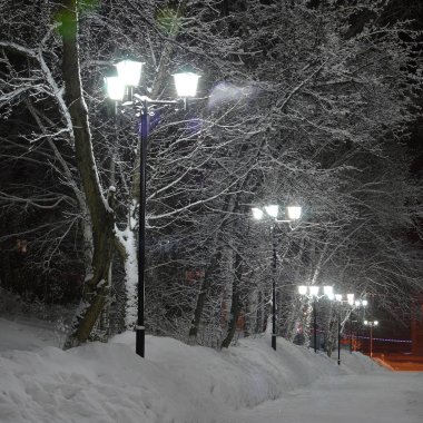 Sokak lambaları gece şehirde ışık.