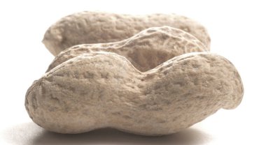  bir kabuklu fıstık ve beyaz zemin üzerine temizlenmiş