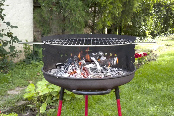 Asar la carne marinada en una parrilla de carbón —  Fotos de Stock