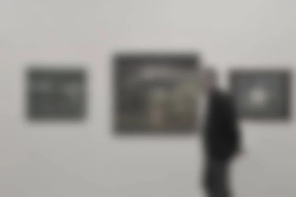 Art exhibition gallery generic background with an intentional blur effect applied. Humans and locations not recognizable. — Stock Photo, Image