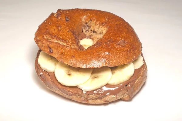 Sesame bagels with banana Stock Photo