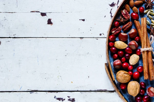 Frutos secos, arándanos y especias —  Fotos de Stock