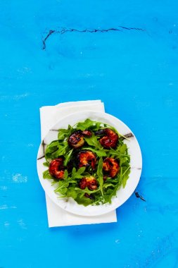 Arugula salad with shrimp clipart