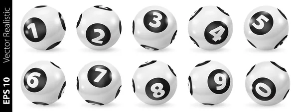 Piyango siyah ve beyaz numara topları 0-9 kümesi